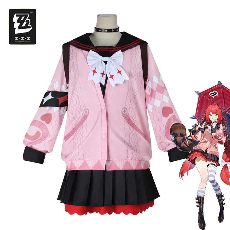 

Zenless Zone Zero Ukinami Yuzuha Adult Women Cosplay Costume Coat Skirt Knapspack Choker Socks Accessory Suit Halloween Outfits