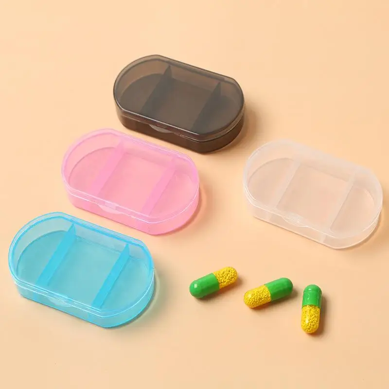 Pocket Mini Pill Storage Box 3 Compartments Durable Plastic Assorted Colors Dust Proof for Student Daily Medication Carry