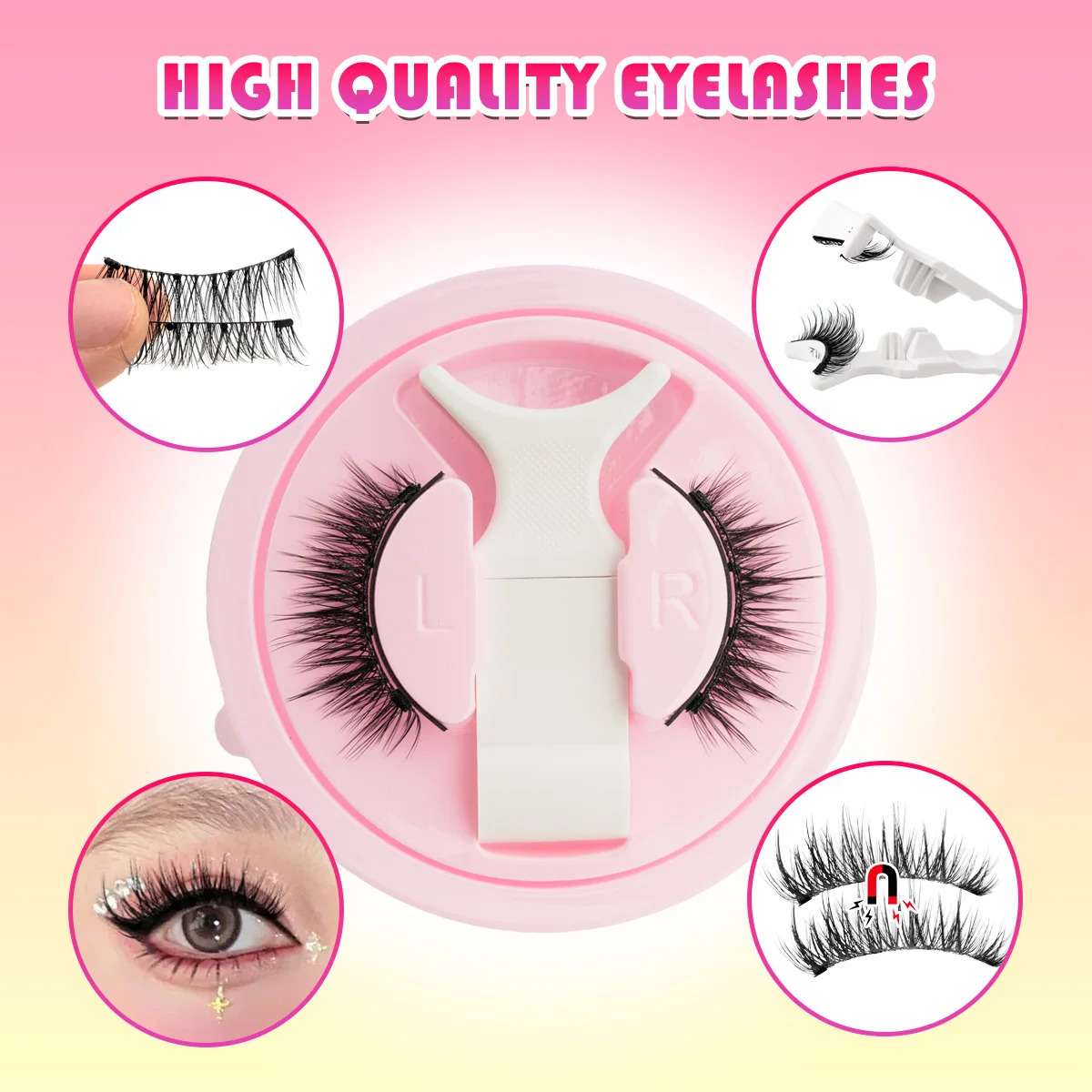 Neue 1 Paar magnetische Wimpern, handgefertigt, 3D, flauschig, künstliche Nerz-Wimpern, wiederverwendbar, natürliche falsche Wimpern, magnetische Pinzette, Make-up-Set