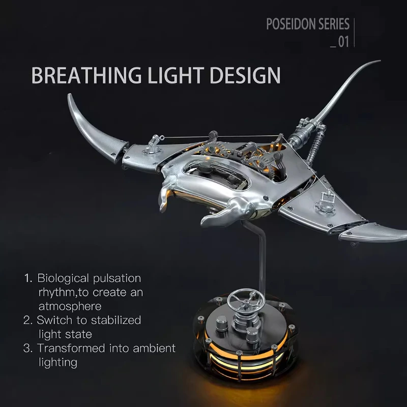 DIY Metal Original Color Mechanical Manta Ray Finished Model Ornament Handcrafted Gift