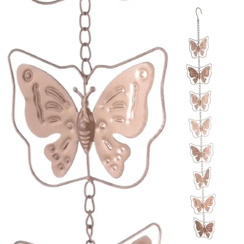 Metal Rain Chain Butterfly Chimes And Cups Rain Catcher For Gutter Roof decoration metal drainage rain chain downspout tool