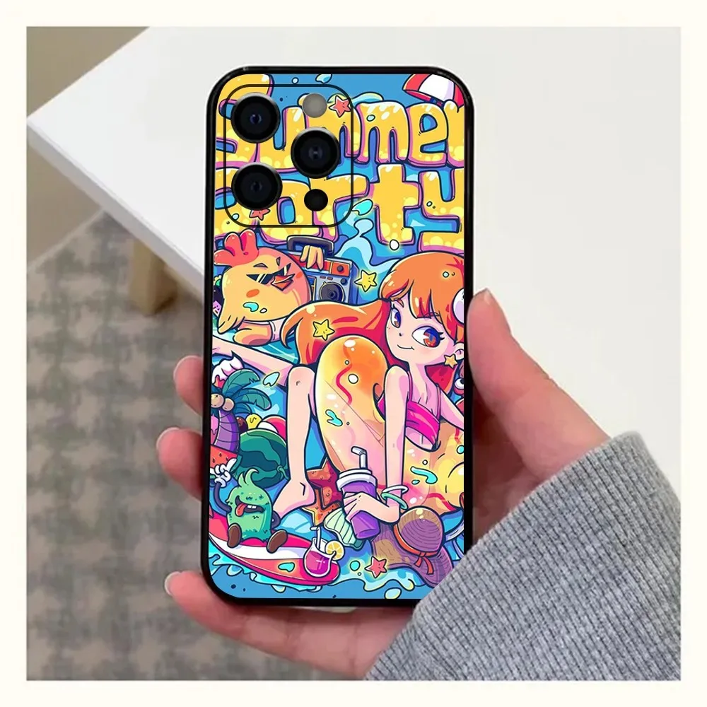 Custodia per telefono con graffiti colorati e fantastici per Apple iPhone 15,14,13,12,11,Pro,X,XS,Max,XR,Plus,Mini Guscio nero morbido