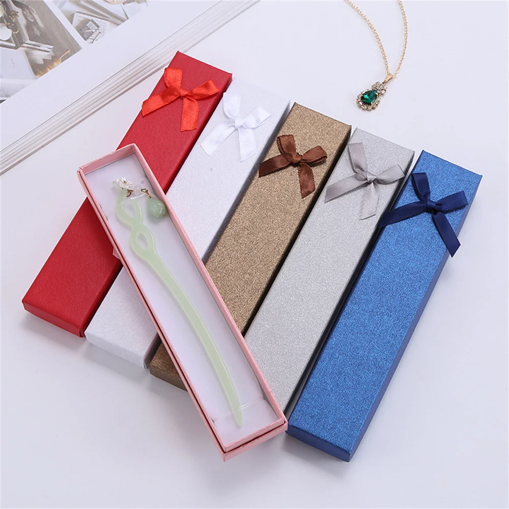 

Long Jewelry Necklace Bracelet Box Storage Container Jewellery Boxes Packaging Bowknot Gift Display Paper Organizer Case Joyero