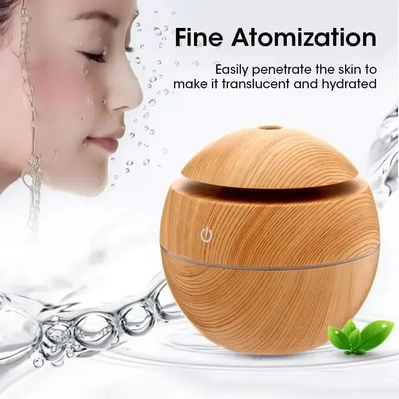 Mini USB Electric Humidifier Cool Mist Sprayer Aromatherapy Essential Oil Diffuser Wood Grain Bedroom Desktop Air Humidifier