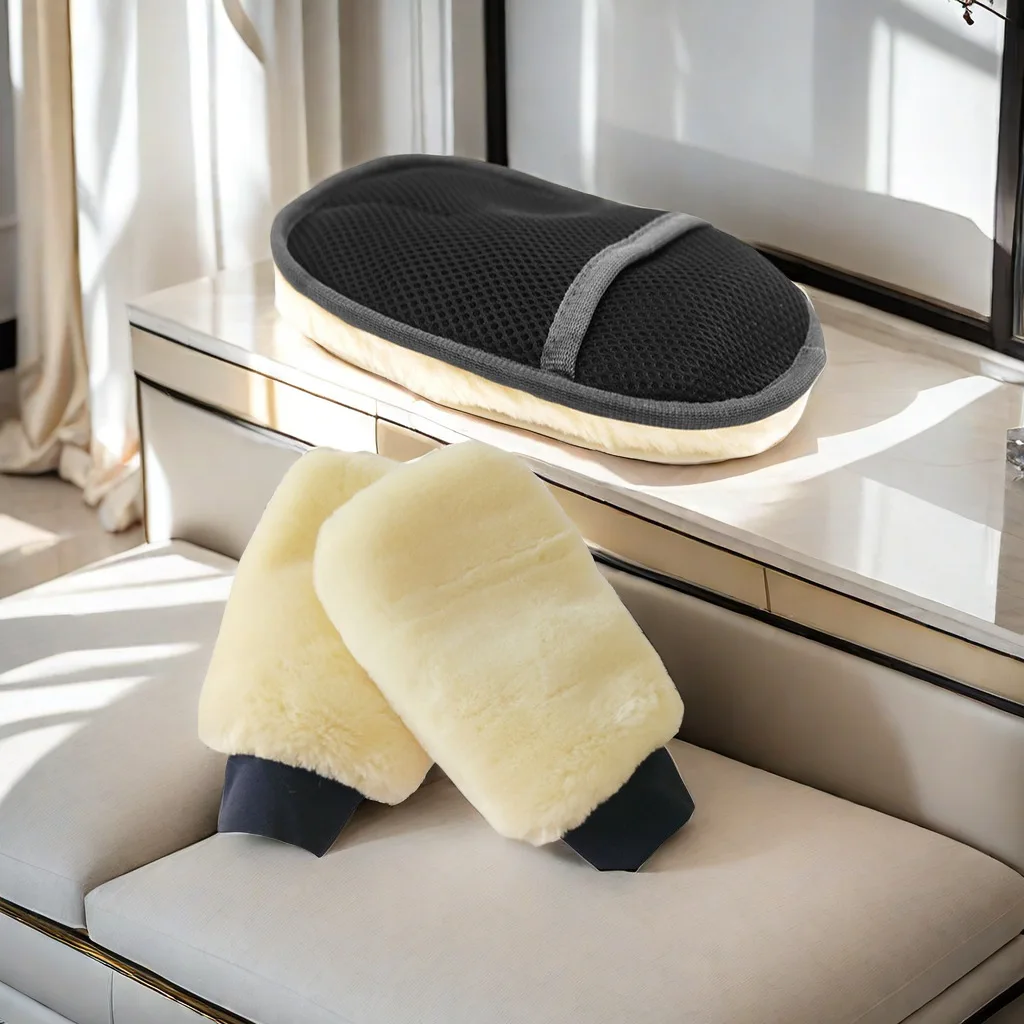 1/5 قطعة على الوجهين أفخم قفازات غسيل السيارات لينة سميكة تقليد الصوف مسح سيارة الغبار قفاز تلميع الصبح أدوات تنظيف #4