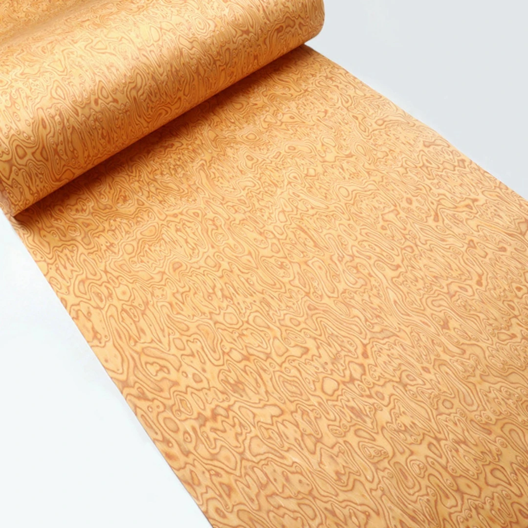 58x250cm Yellow Cat's Eye Reconstituted Wood Veneer for Furniture Cabinets Renovation, Engineered Wood Veneer Sheets