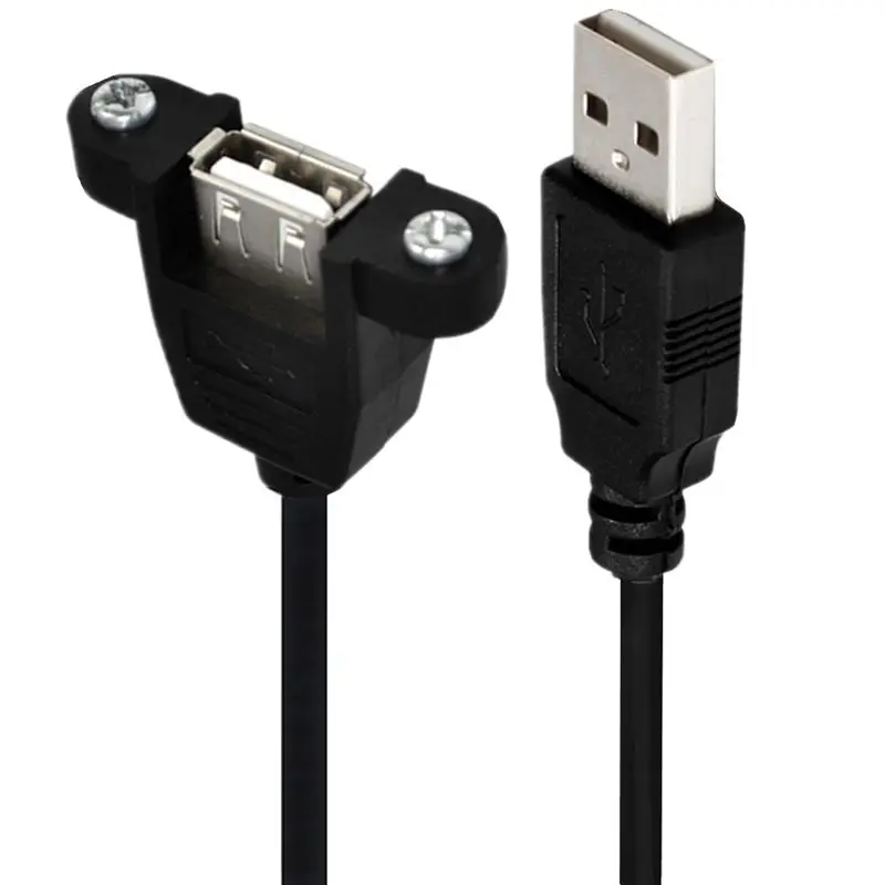 0.3m-5m USB 2.0 Male to Female With Ear Screw Hole For Fixing Panel Extension Cable USB 2.0 Baffle Cable With Ear USB Data Cable