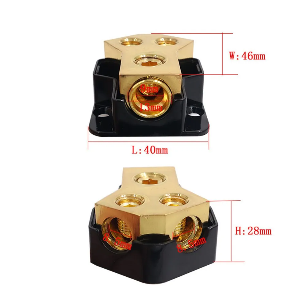 2 Way Power Distribution Block 0/2/4 AWG Gauge In 4/8/10 Gauge Out Car Audio Stereo Amp Distribution Connecting Block