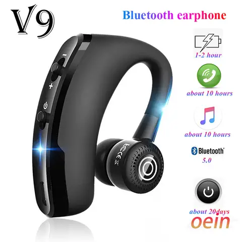 V9 Kulaklıklar Bluetooth Kulaklıklar Eller Serbest Kablosuz Kulaklık İş Kulaklığı iPhone Samsung için Sürüş Çağrı Spor Kulaklıkları