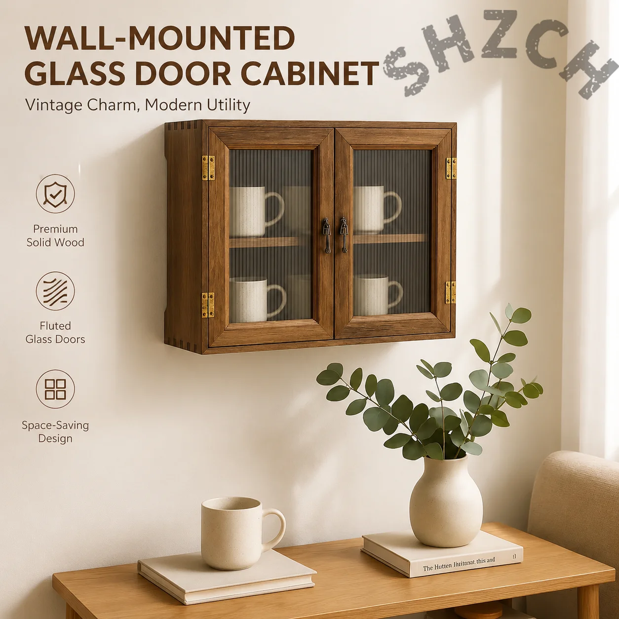 Wall-Mounted Solid Wood Multimedia Cabinet for Router & Network Devices – Vintage-Style Hidden Home Network Cover