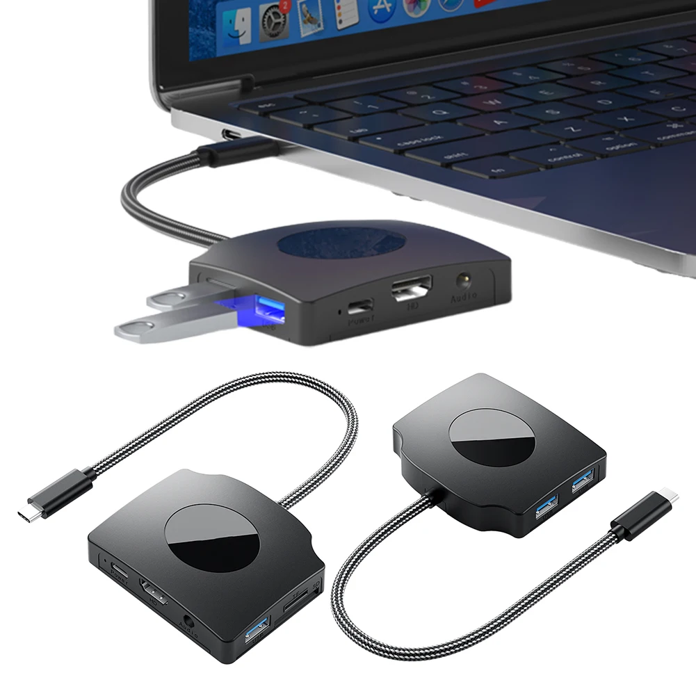 

8 in 1 USB C HUB USB C Splitter with 3 USB 3.0 Ports 4K 1080P 60Hz USB C Video Output Hub HDMI-Compatible 100W PD for Windows