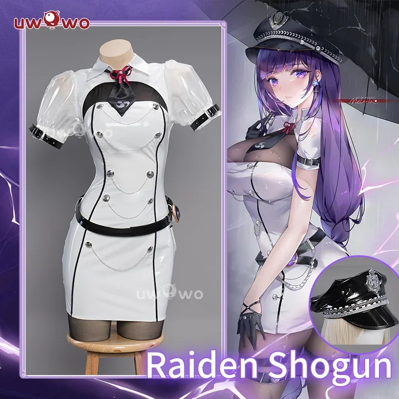 IN  Raiden Shogun Cosplay Genshin Impact Fanart: Officer Raiden Shogun Ei/Baal Uniform Police Cosplay Costumes