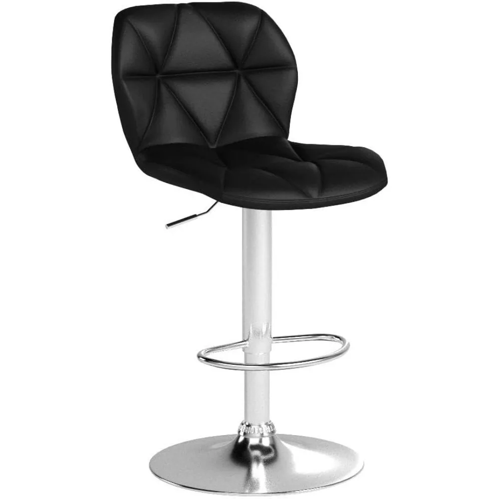 Ensemble de 2 tabourets de bar avec dossier, chaise de bar moderne en cuir PU, à percussion réglable, noir