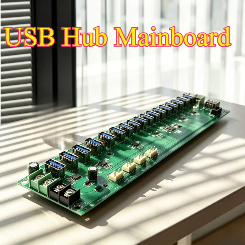21-Port USB Hub PCBA Board 20 Work + 1 Spare Port Industrial Multi-port USB Splitter Bare Circuit Board Custom OEM