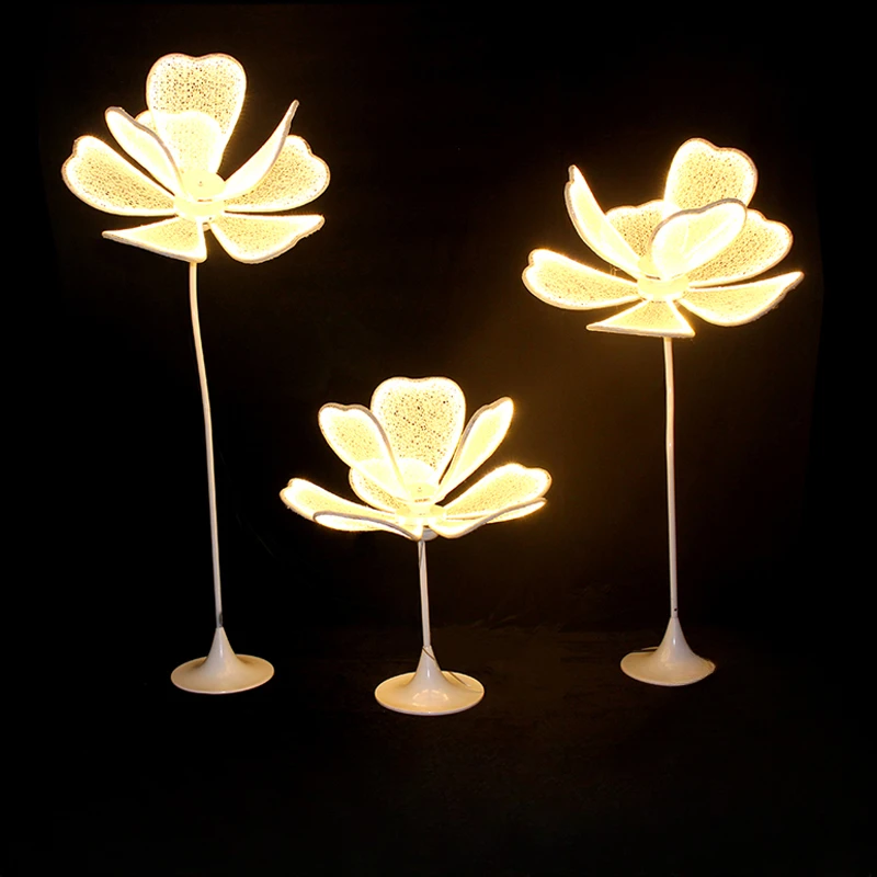 

New wedding props luminous peony flower road guide light lace peony road guide wedding wrought iron light road guide