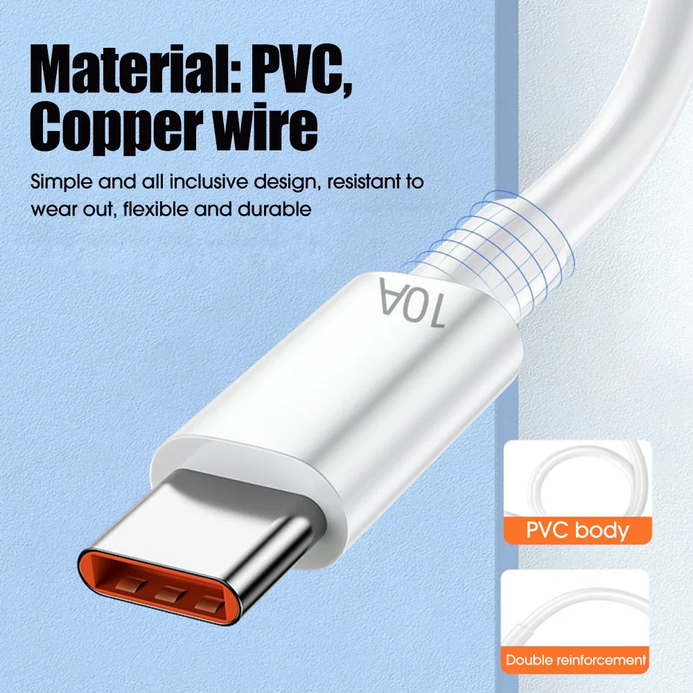 Cable USB tipo C de carga superrápida, Cable de datos de teléfono para Huawei P40, P30, USB-C, Xiaomi 14, Redmi 13, 12, Oneplus 11, POCO, 10A, 120W