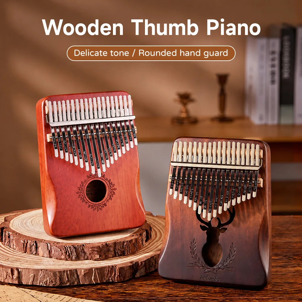 21 Key Mahogany Kalimba Thumb Piano 17 key Portable Finger Piano for Beginner Mbira Gifts for Adults/Kids