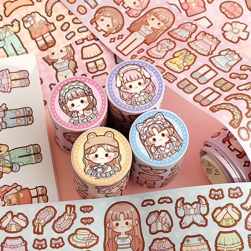 Funny Dress Up Girl Washi Tape Set DIY Princess Clothes Scrapbook Tape Kawaii Journaling Stickers Stress Relief Toys for Girls - view 4