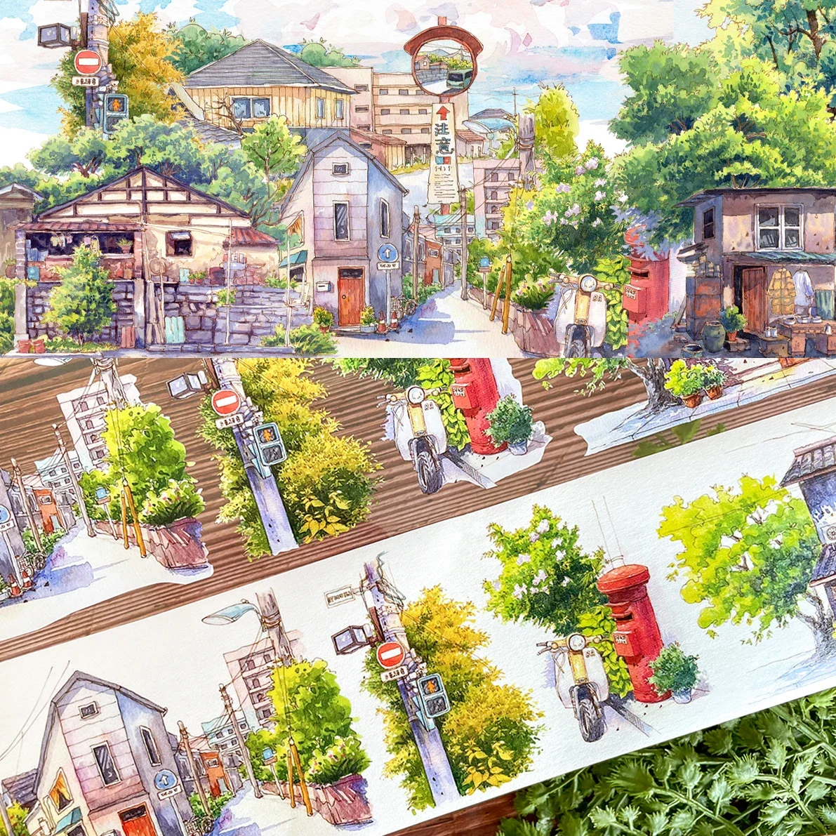 Cozy Forest Cottage Streetscape Washi Tape PET Landscaping Forest Journal  Landscape