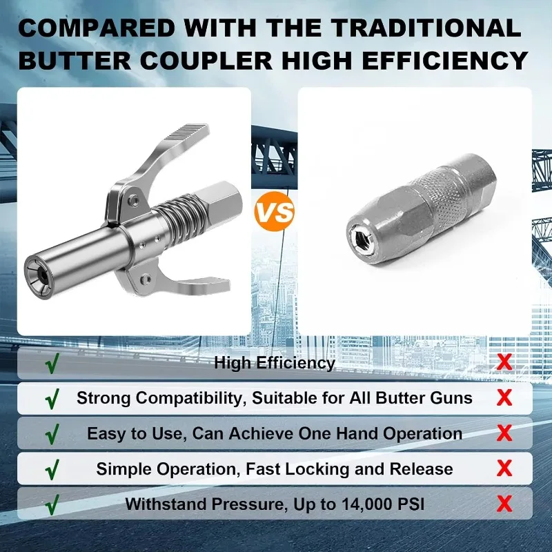 1/8 NPT Universal Grease Coupler with Quick-Release Double Handle