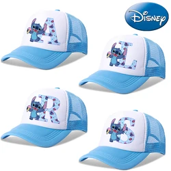 New Stitch Disney Children Baseball Caps English Letters Cartoon Hat Boys Girls Sun Hat Adjustable Peaked Cap Kid Birthday Gifts