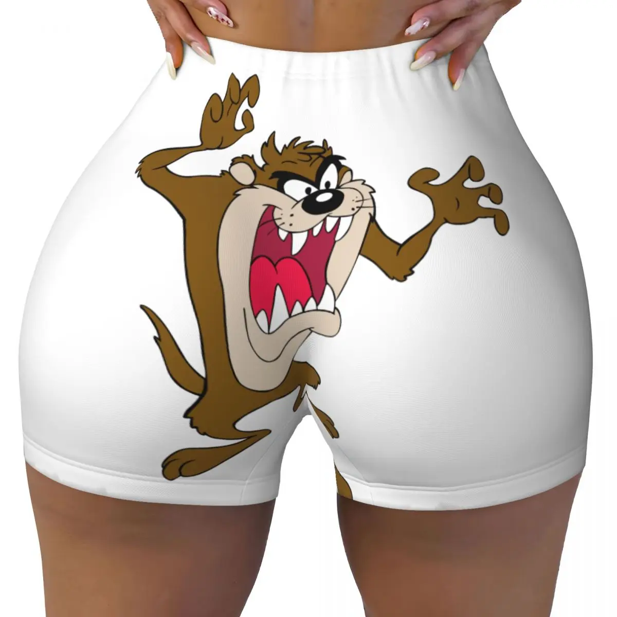 Custom Women Tazmanians Devil Workout Yoga Shorts Cartoon Character Gym Athletic Biker Running Shorts