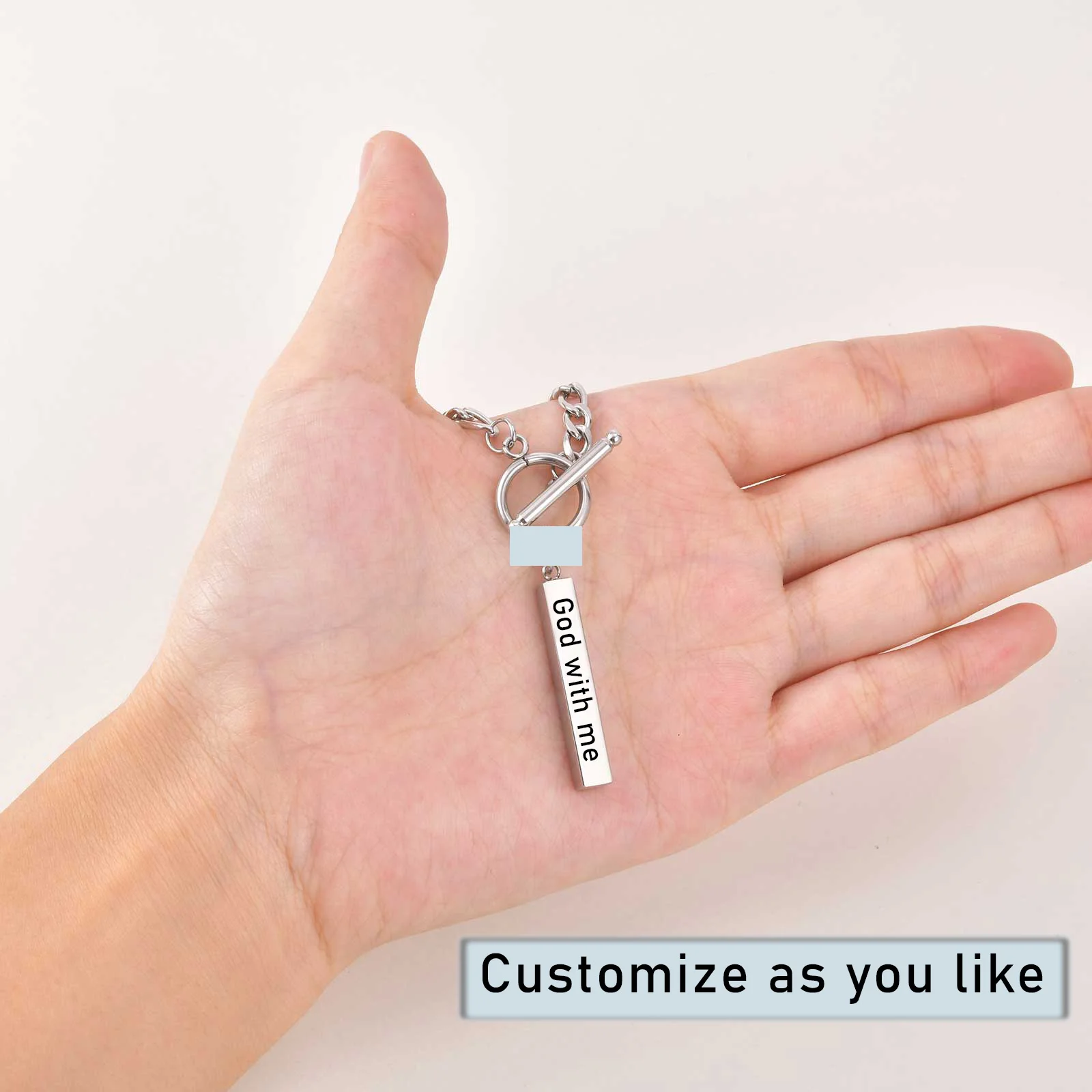 القلائد عمود بسيط Oersonality OT أزرار قابل للتعديل الفولاذ المقاوم للصدأ سلسلة مقاوم للماء شريط عمودي قلادة قلادة مجوهرات #2
