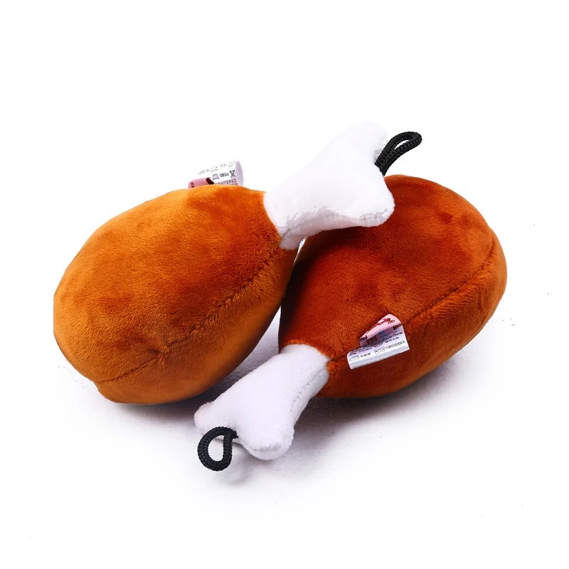 Dog Chew Plush Toy Squeaky Simulated Chicken Leg Bite-resistant Training Puppy Toy Interactive Stuffed Raw Dog Toy Supplies - view 3