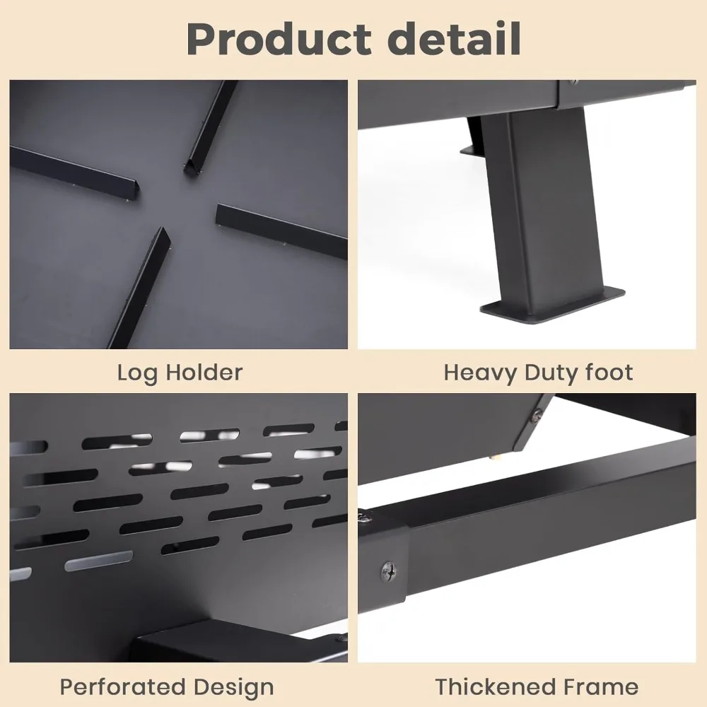42 حفرة نار كبيرة، حفرة نار مربعة خارجية مع بوكر، حفرة نار لحرق الخشب للتخييم، الفناء الخلفي، الفناء #6