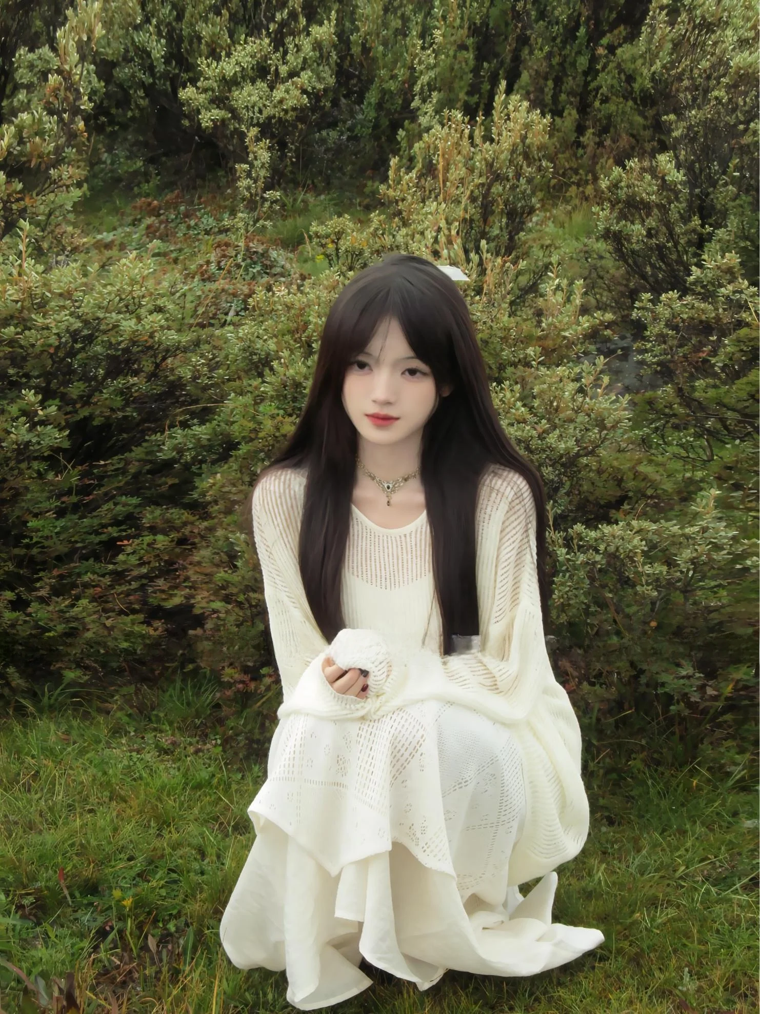 

Mengling Art Student Lazy Feel Long Sve Hollow out Sweater Ne Design Slimming Effect Comfortable Knitted Top for Women