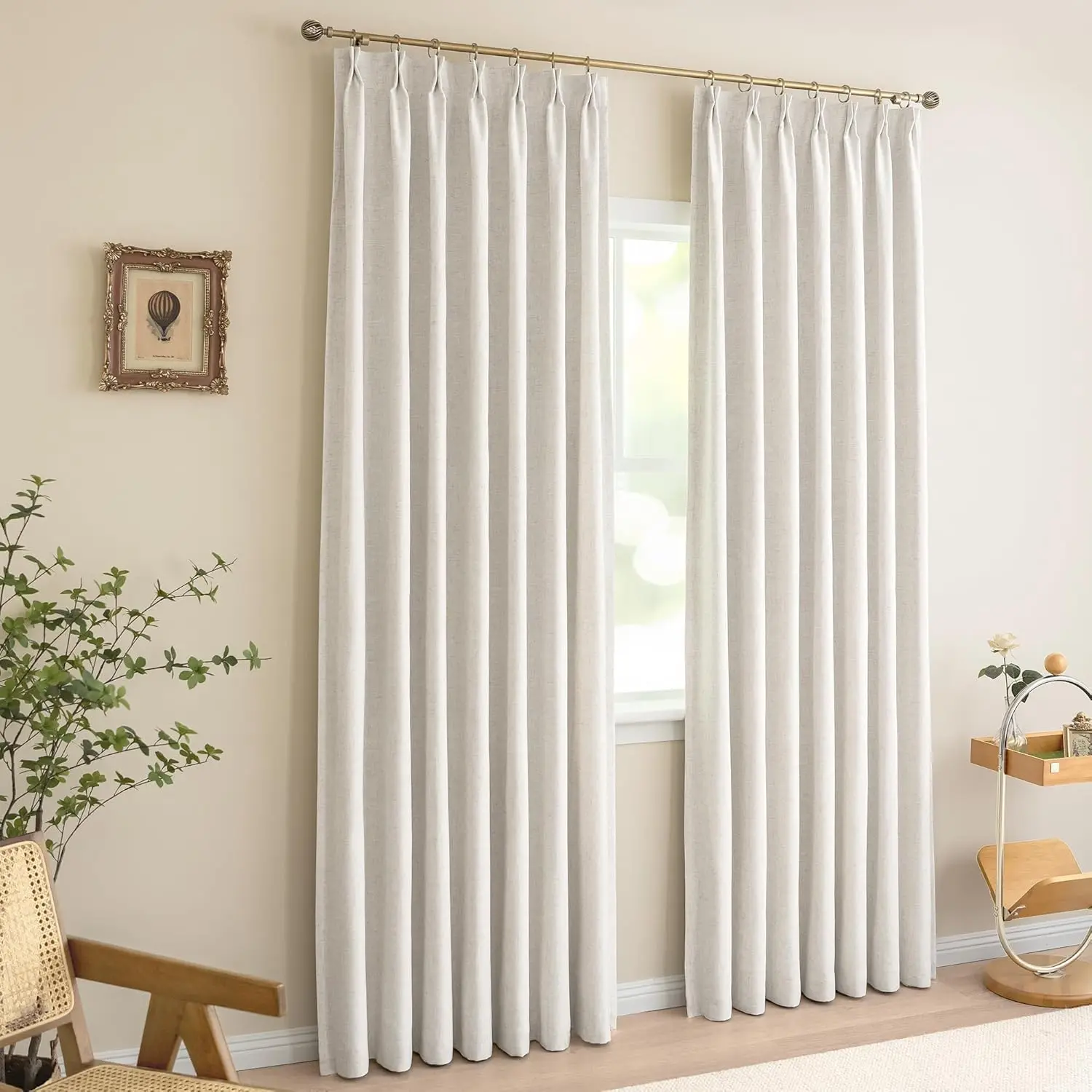 

Pinch Pleated Blackout Curtains for Bedroom, Linen Blackout Curtains 95 Inches Long, Thermal Pinch Pleat Curtains for Li
