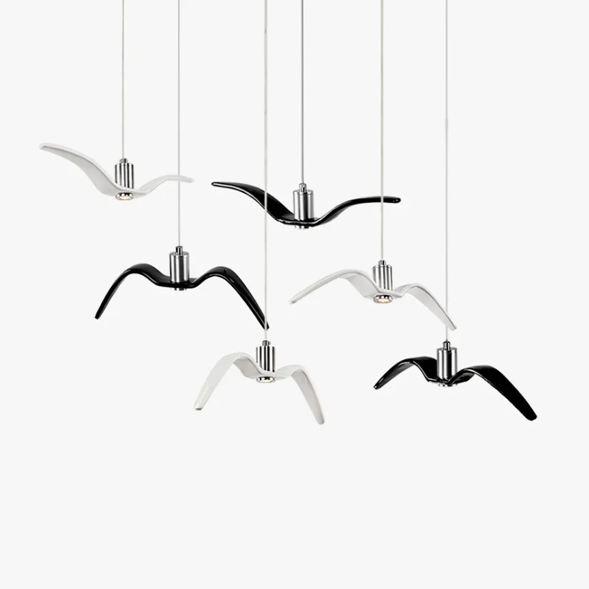 Nordic Dining/Bar Counter Seagull Pendant Light Hanging Suspension Ceiling Lamp Resin Led Chandelier for Living Dining Room