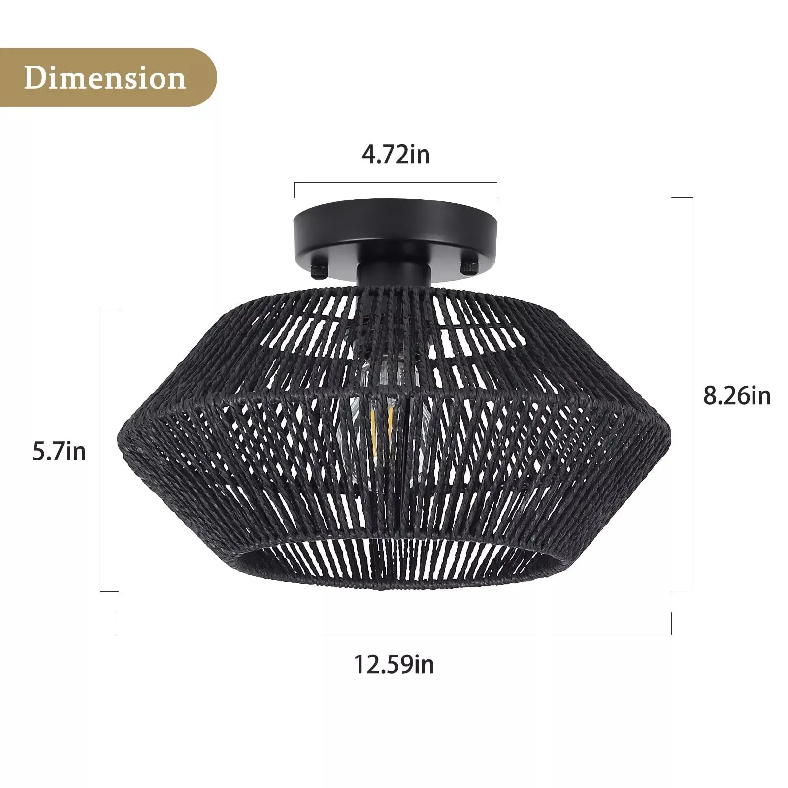 2 Inch Woven Rattan Chandelier Style E26 Recessed Ceiling Light Hallway Bedroom