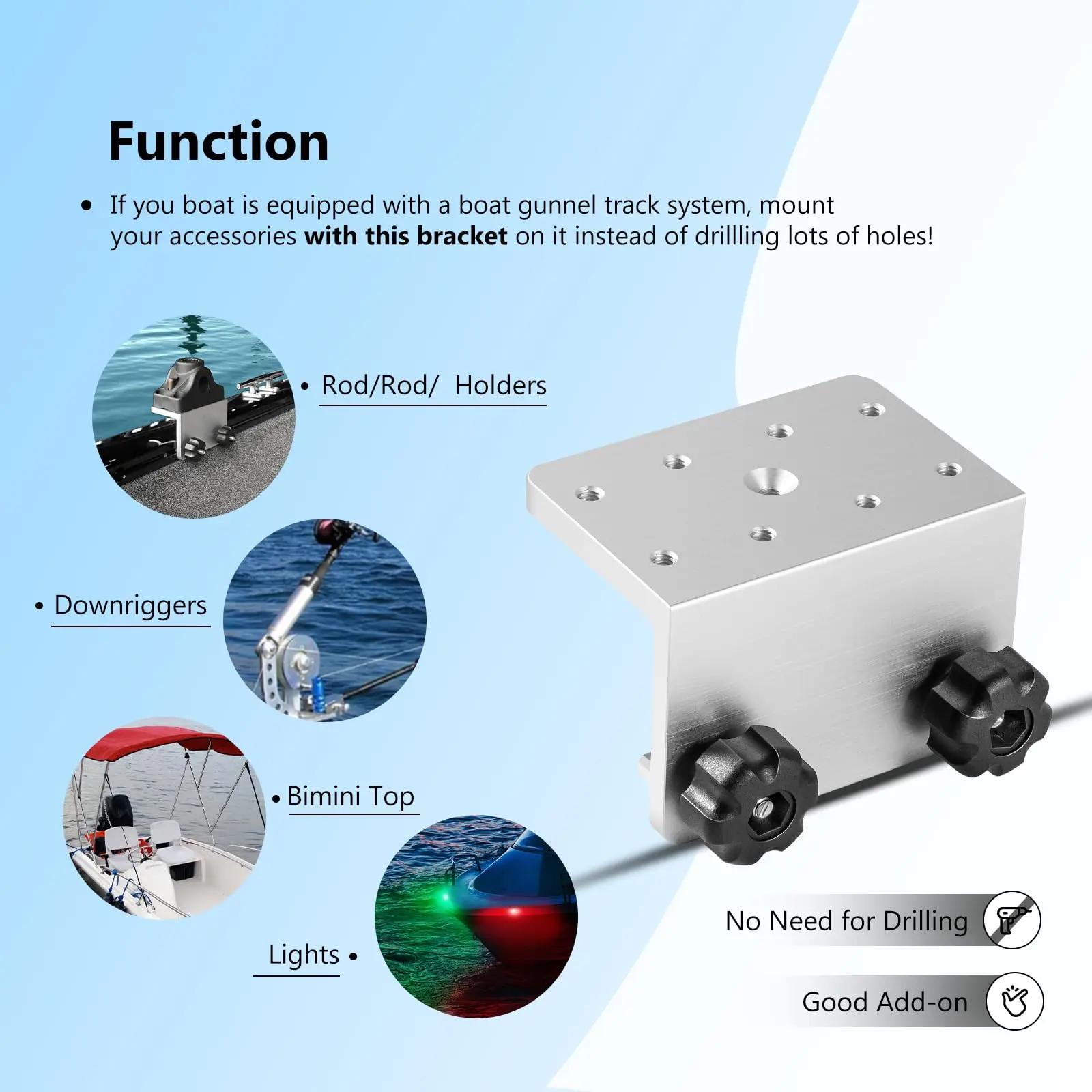 90 ° Boots-Gunnell-Schienensystem-Halterung für Versatrack-System zur Befestigung von Rutenhaltern/Downriggers/Bimini-Tops/Lichtbefestigungsbolzen – Detail 4