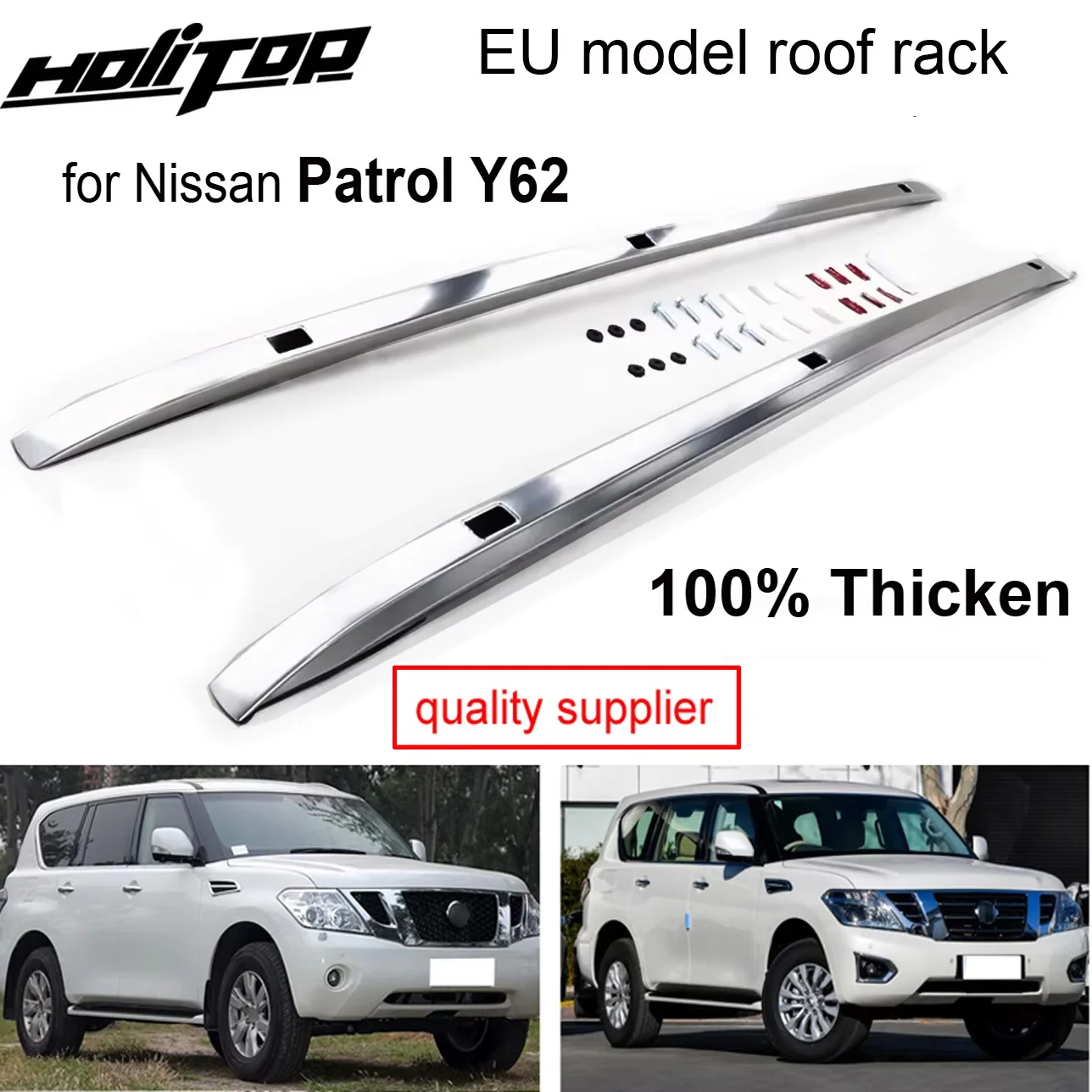 EU model luggage bar roof rack roof rail for Nissan Patrol Y62 2010-2019, from ISO9001 famous factory,100% Thicken, recommended