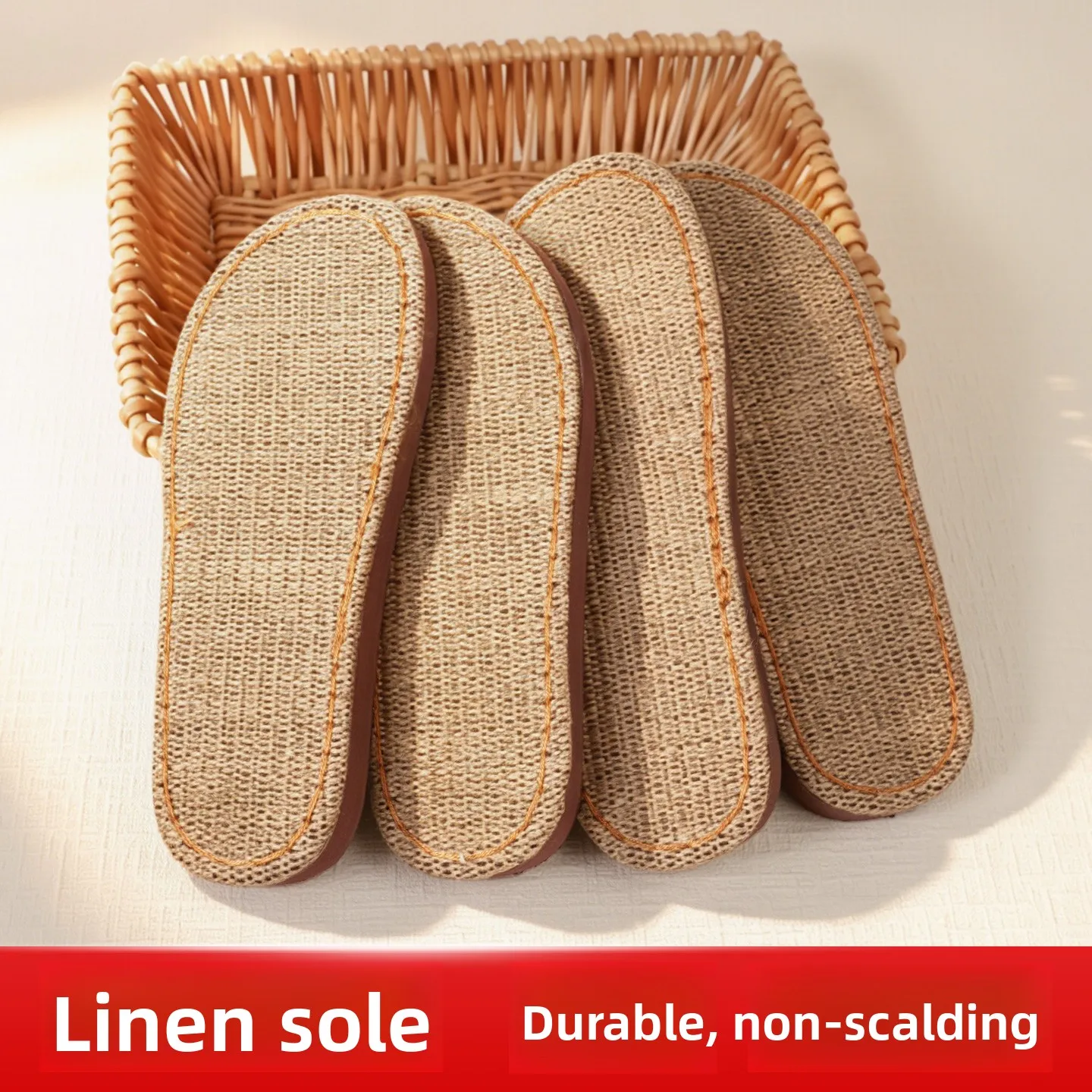 Handwoven Linen Shoe Sole DIY Slip-On Sandal Slippers Breathable Absorbent Wear-Resistant Anti-Slip Shoe Material Base