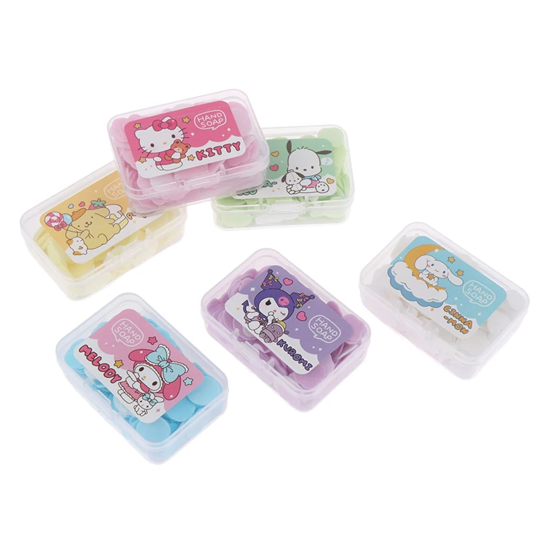 1PCS Random Portable Kuromi Soap Cartoon Sanrio Hello Kitty Hand Soap Household Goods Boxed Soap Flower