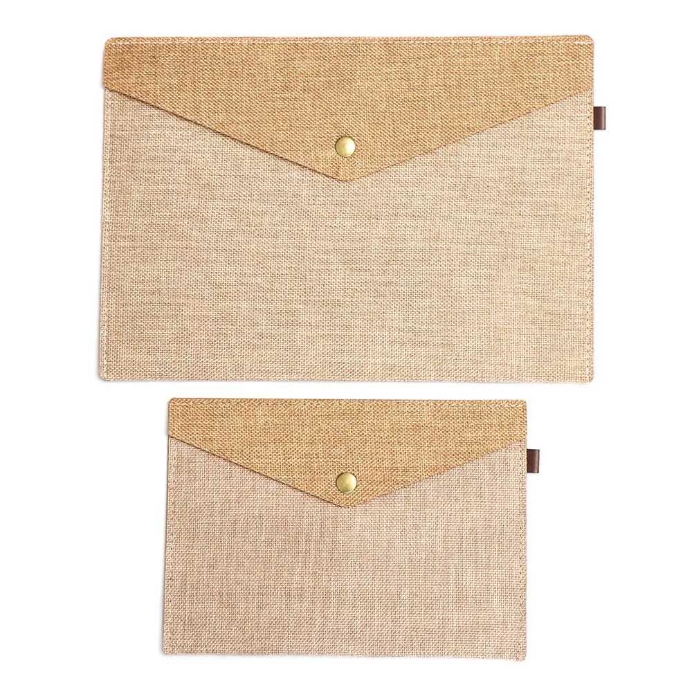 Simple Linen Document Bag A4/A5 Portable File Folder Big Capacity File Storage Briefcase Paper Holder Office School Supplies