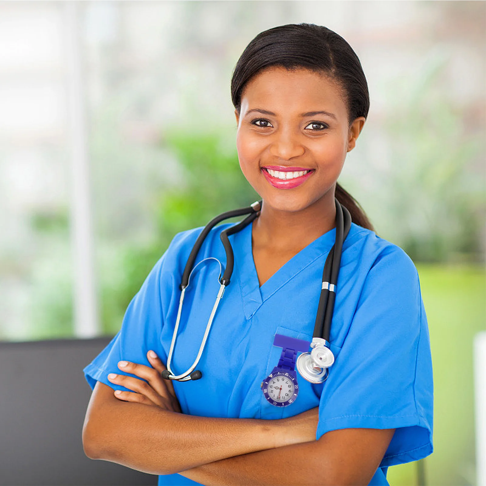 นาฬิกาพยาบาลแบบหนีบ 1 ชิ้น เข็มเรืองแสง กันน้ำ งานฝีมือประณีตสำหรับบุคลากรทางการแพทย์ นาฬิกาพก