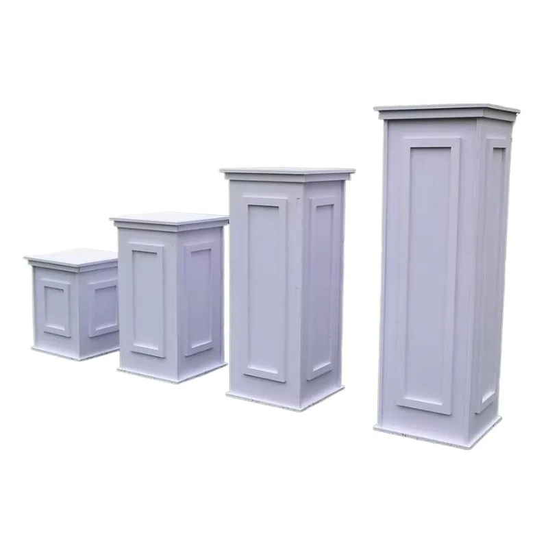 Plastic white square columns for wedding road signs featuring European Roman columns for event decoration