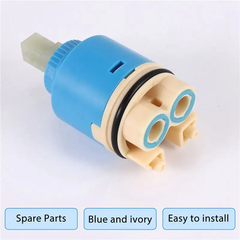 AT63 5X Blue Ivory Plastic 35mm Diameter Water Tap Faucet Cartridge Valve 80mm Height for Faucet Replacement