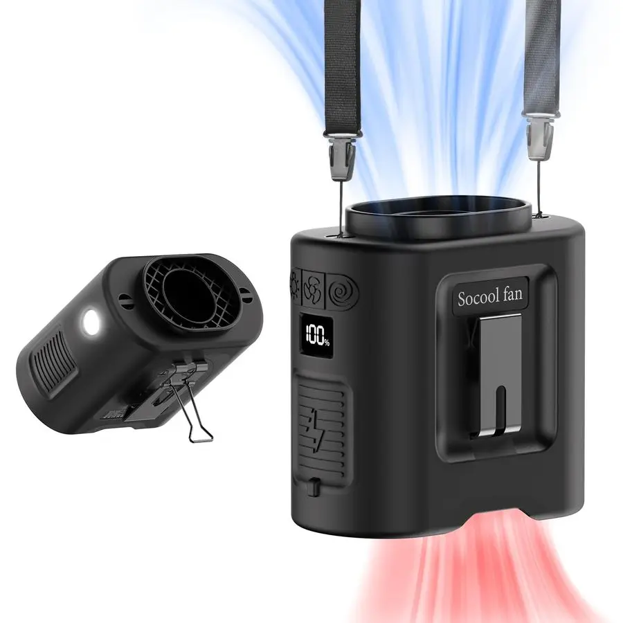 

14500mAh Portable Waist Fan Clip on Belt 360 Rotation Wearable Rechargeable Personal Shirt Fan, 67H Cooling 5Speed Battery Opera