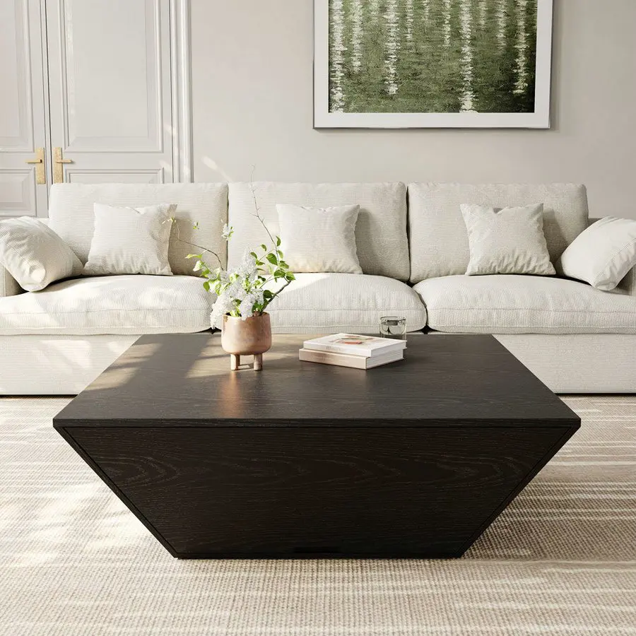 ✗X Nordic Square Wood Black Center Coffee Table with Storage Home Furniture Walnut Wooden Japanese Gongfu Tea Tables for Sale&
