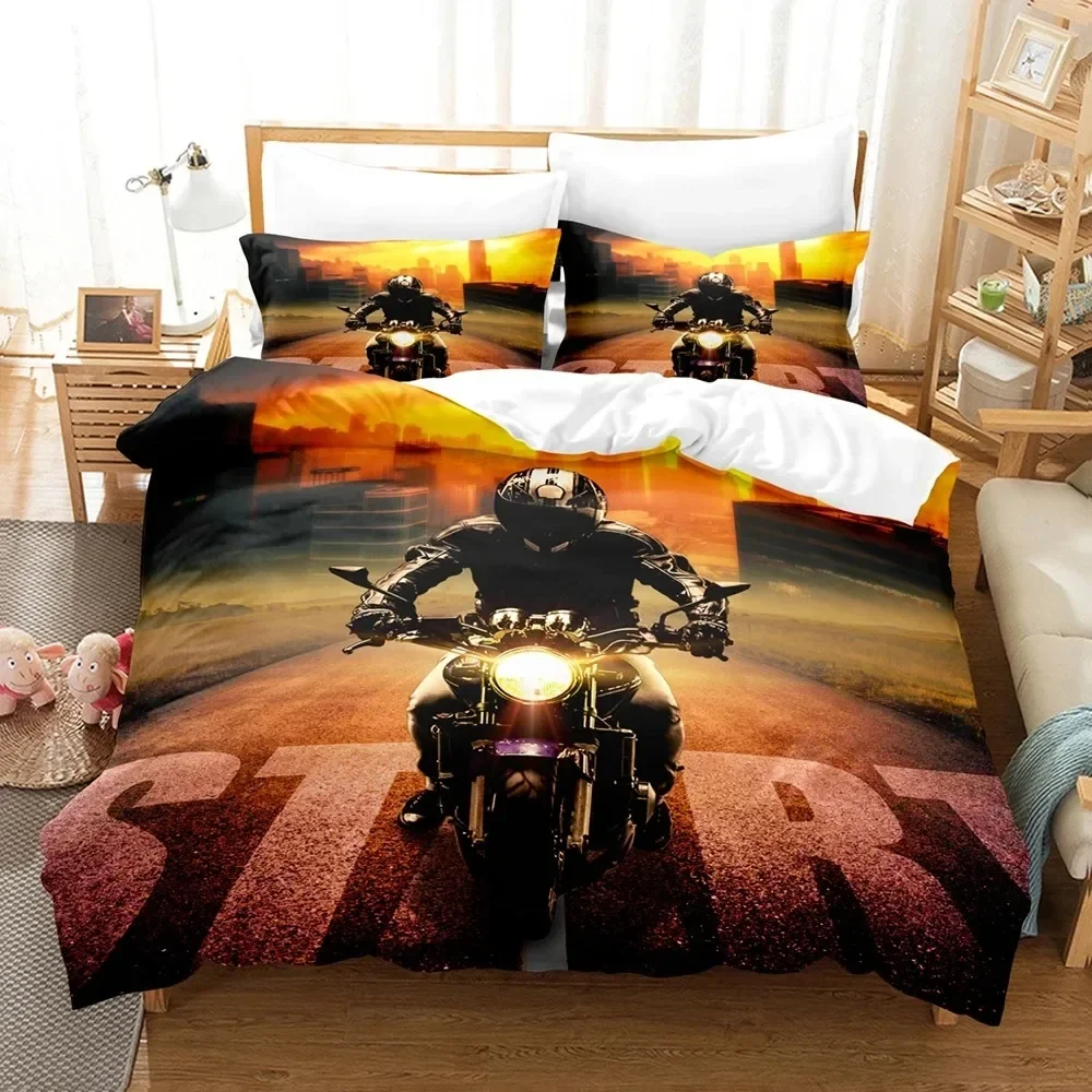 

3D Motorcycle Bedding Sets Duvet Cover Set With Pillowcase Twin Full Queen King Bedclothes Bed Linen