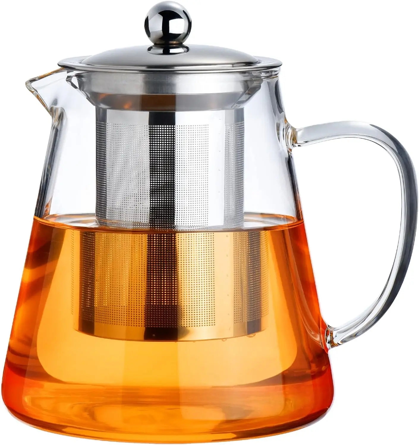 

Glass Teapot Borosilicate Clear Tea Kettle with Removable Stainless Steel Infuser