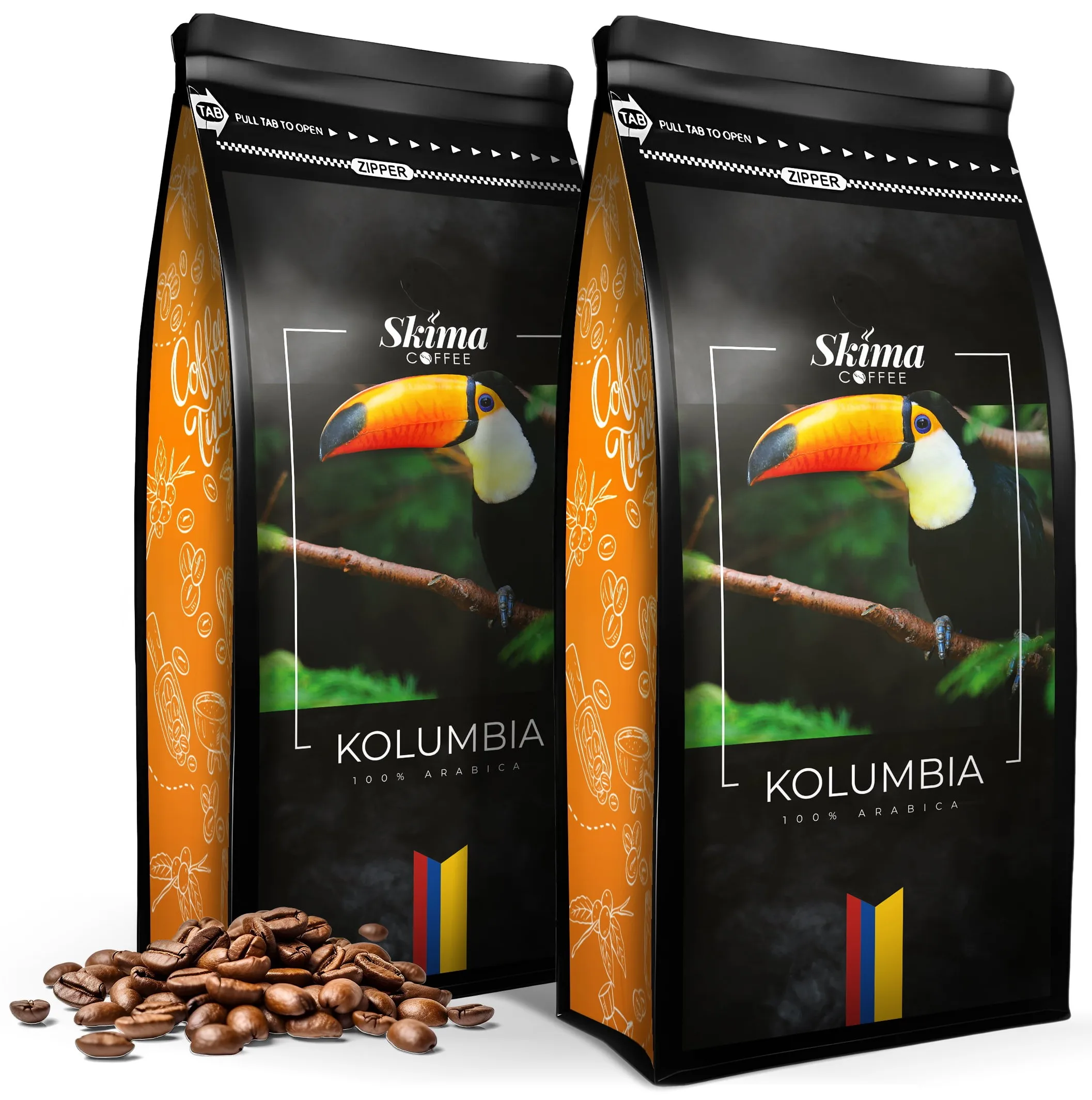 Kawa ziarnista 2X1kg KOLUMBIA 100% ARABICA Świeżo Palona do ekspresu+GRATIS