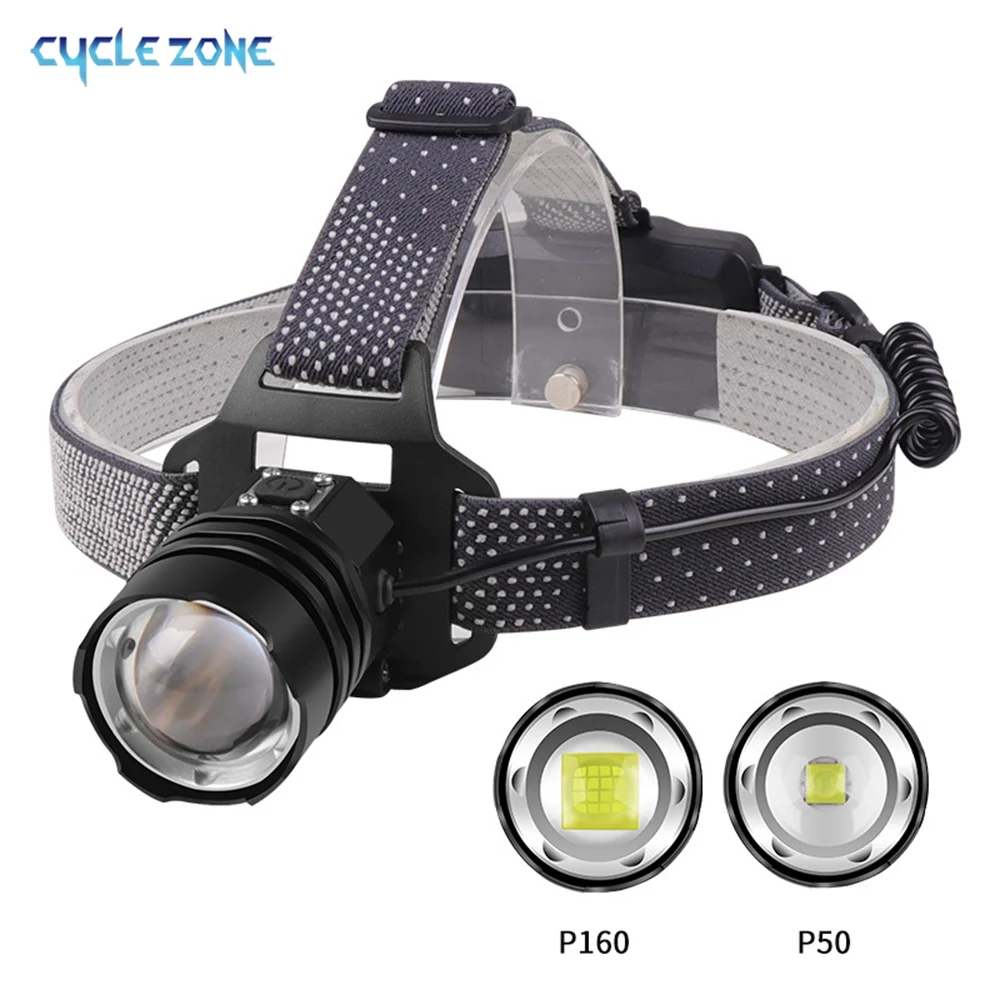 Headlamp USB Rechargeable Head Lamp P160/P50 Headlight with 4 Modes and Adjustable Headband for Camping Hiking Outdoors Hunting