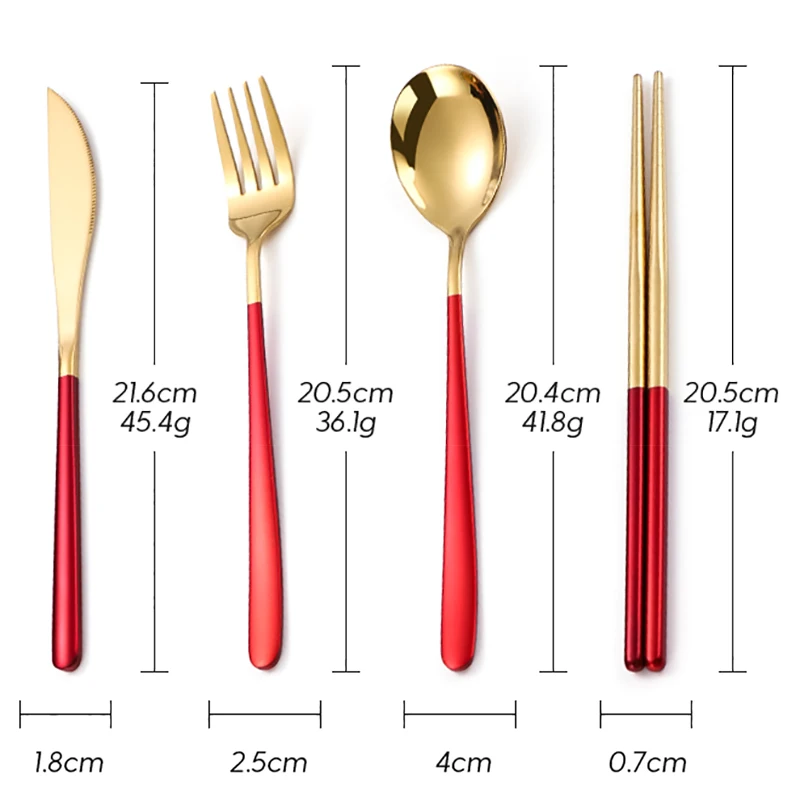 Portable Tableware Sets 304 Cutlery Set Stainless Steel Dinnerware Set High Quality Spoon Chopsticks With Case Camping Tableware