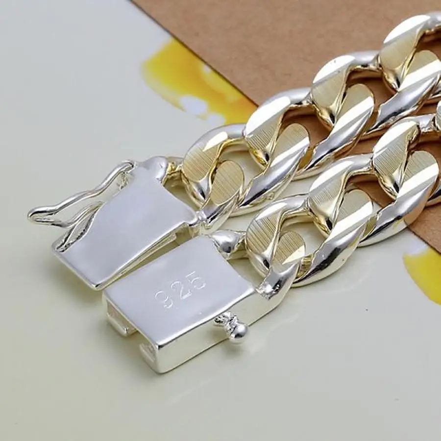 Silver color exquisite 10mm chain men women Chain noble wedding  bracelet fashion charm wedding cute birthday gift