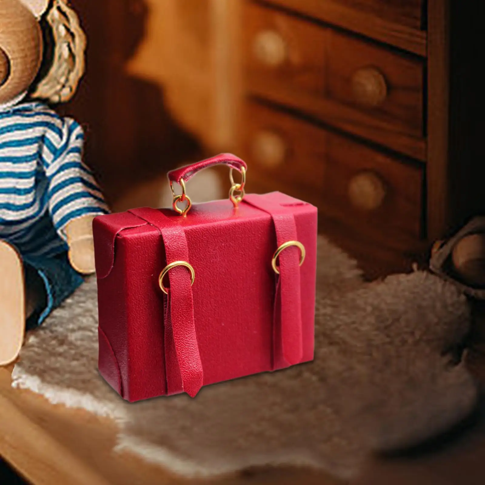 1 6 1 12 Scale Dollhouse Lugguage Box Miniature Wood Trunk Case for Barbie House Furniture and Decor